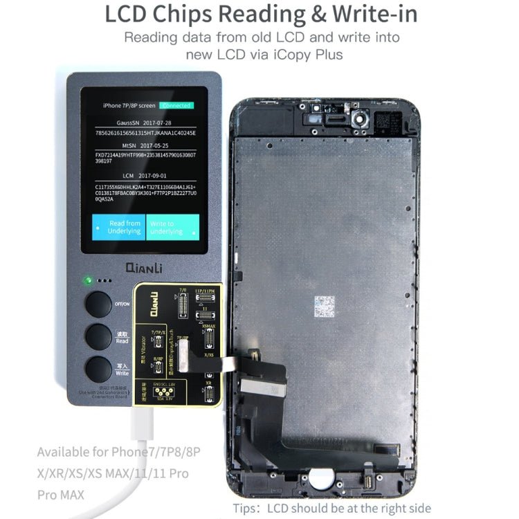 For iPhone 6 - 14 Pro Max 5 in 1 Qianli iCopy Plus 2.2 Repair Detection Programmer Set, Plug: US, 5 in 1, Plug: EU, 5 in 1, Plug: US - ORIWHIZ