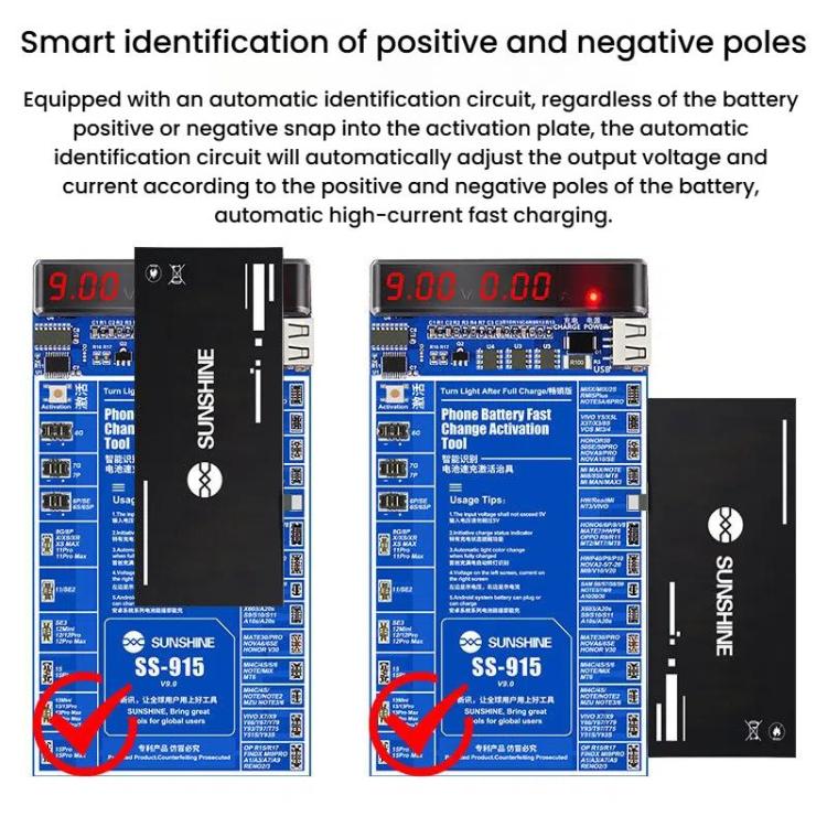 For iPhone Android Mobile Phone Repair Battery Charging Activation Board V9 Battery Test Activation Board Tool, SUNSHINE SS - 915 - ORIWHIZ