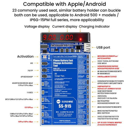 For iPhone Android Mobile Phone Repair Battery Charging Activation Board V9 Battery Test Activation Board Tool, SUNSHINE SS - 915 - ORIWHIZ