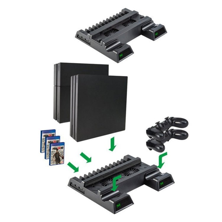 For PS4 / PS4 Slim / PS4 Pro Cooling Fan Stand Console Vertical Stand Cooler with Dual Controller Charger, JL - P1908 - ORIWHIZSony AccessoriesSony Accessories HolderToys & Hobbies