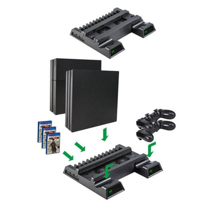 For PS4 / PS4 Slim / PS4 Pro Cooling Fan Stand Console Vertical Stand Cooler with Dual Controller Charger, JL - P1908 - ORIWHIZSony AccessoriesSony Accessories HolderToys & Hobbies