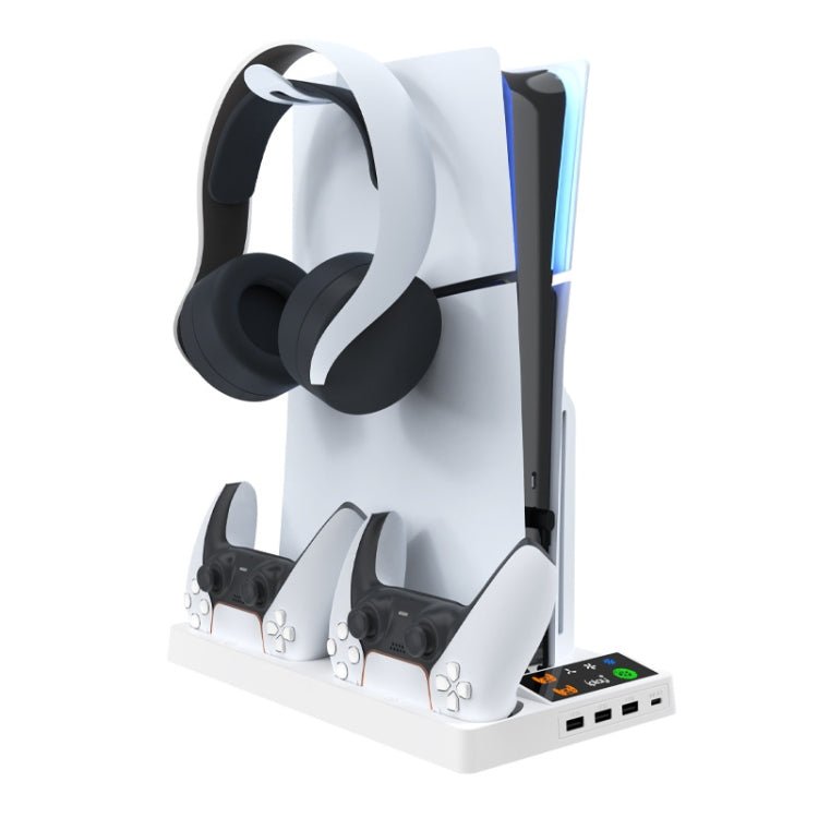 For PS5 Slim iplay HA - 8006 Console Multifunctional Cooling Dock Handle Dual Charging Stand Handle Headphone Organizer, HA - 8006 - ORIWHIZiplaySony AccessoriesSony Accessories Charger & Power