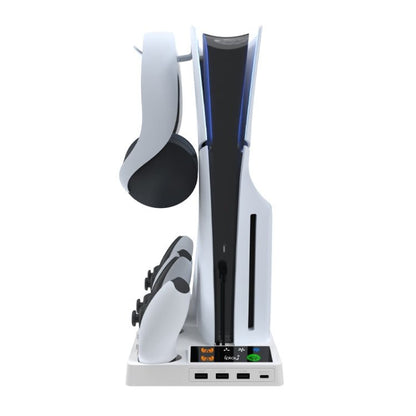 For PS5 Slim iplay HA - 8006 Console Multifunctional Cooling Dock Handle Dual Charging Stand Handle Headphone Organizer, HA - 8006 - ORIWHIZiplaySony AccessoriesSony Accessories Charger & Power