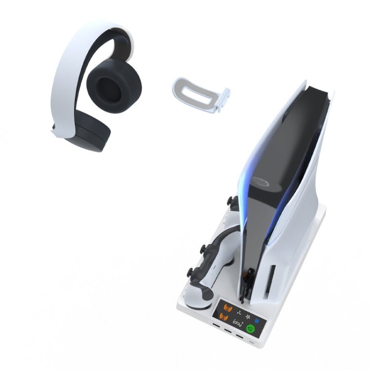 For PS5 Slim iplay HA - 8006 Console Multifunctional Cooling Dock Handle Dual Charging Stand Handle Headphone Organizer, HA - 8006 - ORIWHIZiplaySony AccessoriesSony Accessories Charger & Power