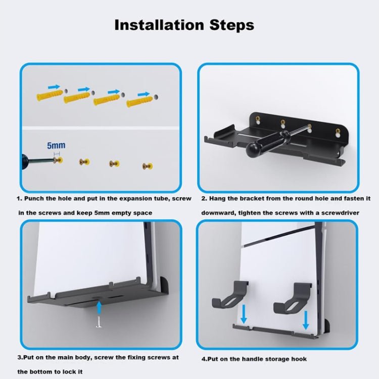 For PS5 Slim Wall - Mounted Storage Rack Host Handle Storage Hanger Accessories - ORIWHIZSony AccessoriesSony Accessories HolderToys & Hobbies