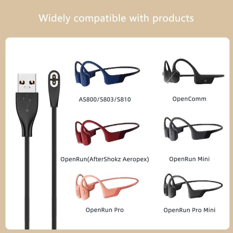 For Shokz Bone Conduction Bluetooth Earphone Magnetic Charging Cable For AS800/AS803/S810/AS700/AS660/S661, Type C to Shokz 1m, USB A to Shokz 1m - ORIWHIZ