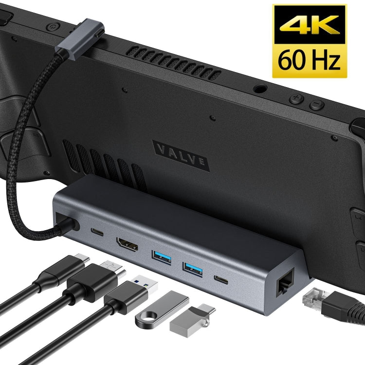 For Steam Deck HDMI+RJ45+2 USB 3.0 +USB - C/Type - C 3.0+USB - C PD 100W 6 - In - 1 Base Docking Station Bracket, JL - 330B 6 - In - 1 - ORIWHIZSteam Deck AccessoriesSteam Deck Accessories Other AccessoriesToys & Hobbies