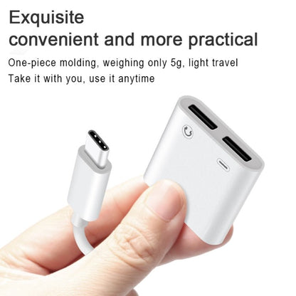 FT_AC42 2 in 1 18W PD USB - C / Type - C Male to USB - C / Type - C Audio + USB - C / Type - C Charging Female Audio Adapter - ORIWHIZ