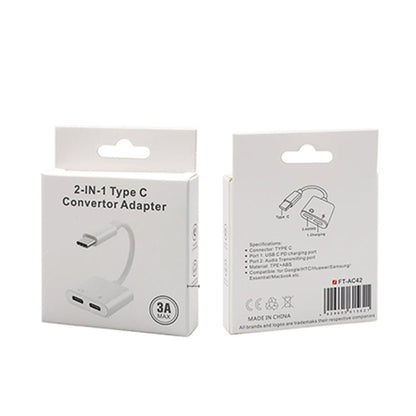 FT_AC42 2 in 1 18W PD USB - C / Type - C Male to USB - C / Type - C Audio + USB - C / Type - C Charging Female Audio Adapter - ORIWHIZ