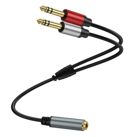 Gold Plated 6.35mm Female to 2 x 6.35mm Male Stereo Audio Adapter Y Splitter Cable, 0.3m, 1m, 2m, 3m, 5m - ORIWHIZ