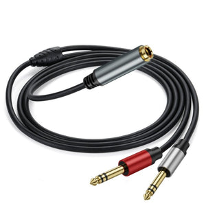 Gold Plated 6.35mm Female to 2 x 6.35mm Male Stereo Audio Adapter Y Splitter Cable, 0.3m, 1m, 2m, 3m, 5m - ORIWHIZ