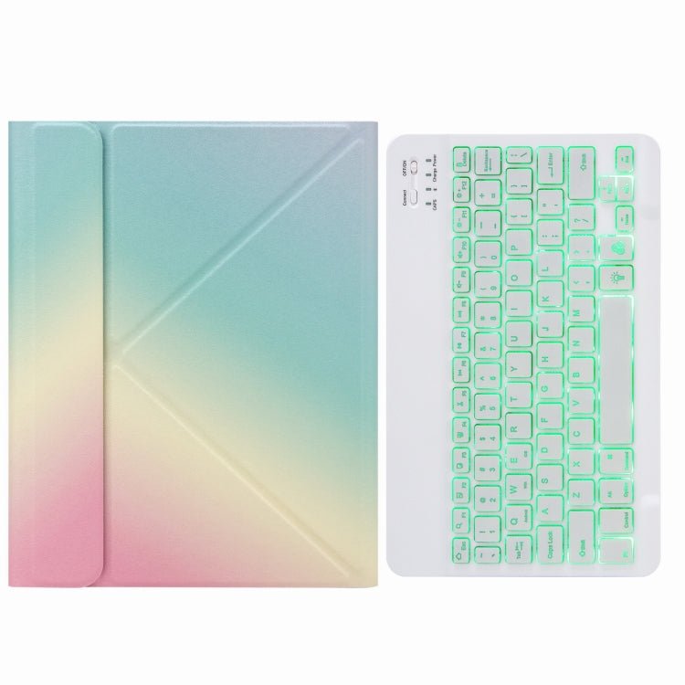 H - 102S Monochrome Backlight Bluetooth Keyboard Leather Case with Rear Three - fold Holder, For iPad 10.2 2020 & 2019 / Pro 10.5 inch, For iPad 9.7 2018 & 2017, For iPad Pro 11 inch 2021 & 2020 & 2018 / Air 2020 10.9 - ORIWHIZApple AccessoriesiPad KeyboardiPad Keyboard Universal