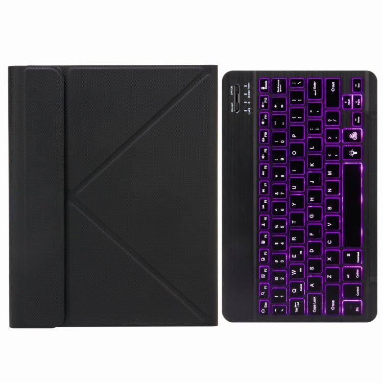 H - 102S Monochrome Backlight Bluetooth Keyboard Leather Case with Rear Three - fold Holder, For iPad 10.2 2020 & 2019 / Pro 10.5 inch, For iPad 9.7 2018 & 2017, For iPad Pro 11 inch 2021 & 2020 & 2018 / Air 2020 10.9 - ORIWHIZApple AccessoriesiPad KeyboardiPad Keyboard Universal