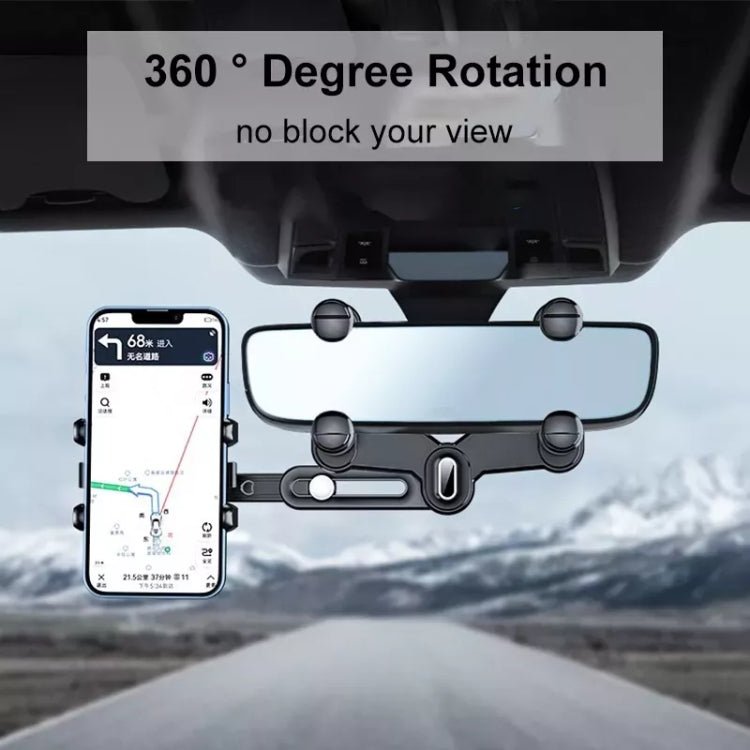 H03 Car Rearview Mirror Mobile Phone Holder 360 Rotation Foldable, H03 - ORIWHIZ