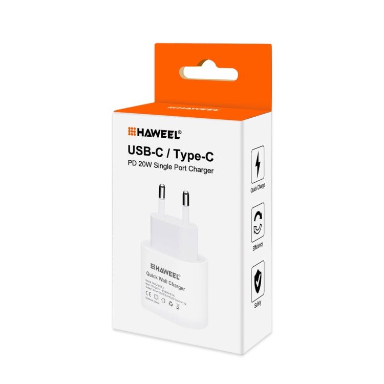 HAWEEL PD 20W Single USB - C / Type - C Interface QC Travel Charger, Support Full QC Protocol, EU Plug, QC Charger EU Plug - ORIWHIZ
