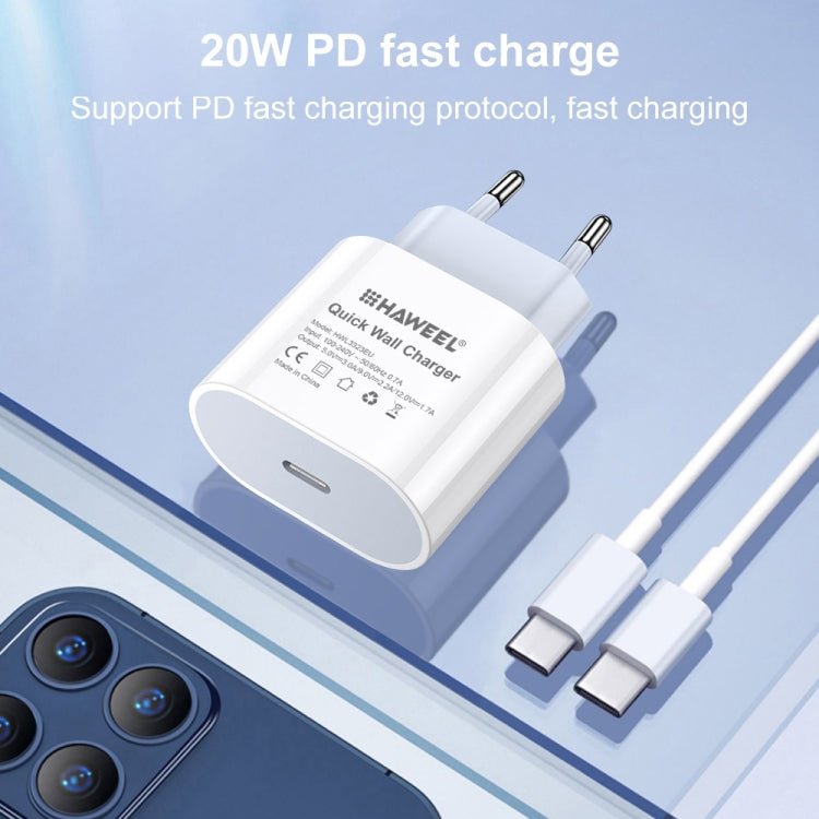 HAWEEL PD 20W Single USB - C / Type - C Interface QC Travel Charger, Support Full QC Protocol, EU Plug, QC Charger EU Plug - ORIWHIZ