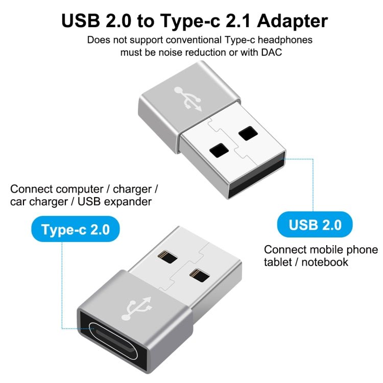 HAWEEL USB - C / Type - C Female to USB 2.0 Male Aluminum Alloy Adapter, Support Charging & Transmission Data, Type - C Adapter - ORIWHIZ