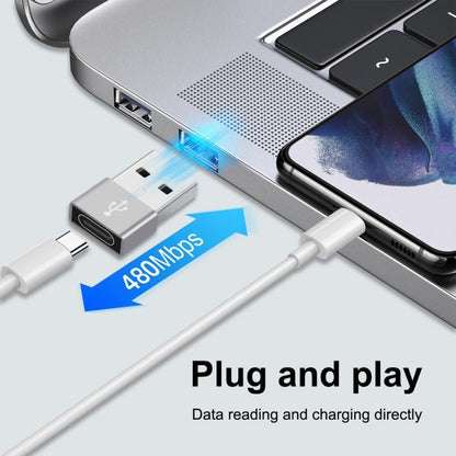 HAWEEL USB - C / Type - C Female to USB 2.0 Male Aluminum Alloy Adapter, Support Charging & Transmission Data, Type - C Adapter - ORIWHIZ
