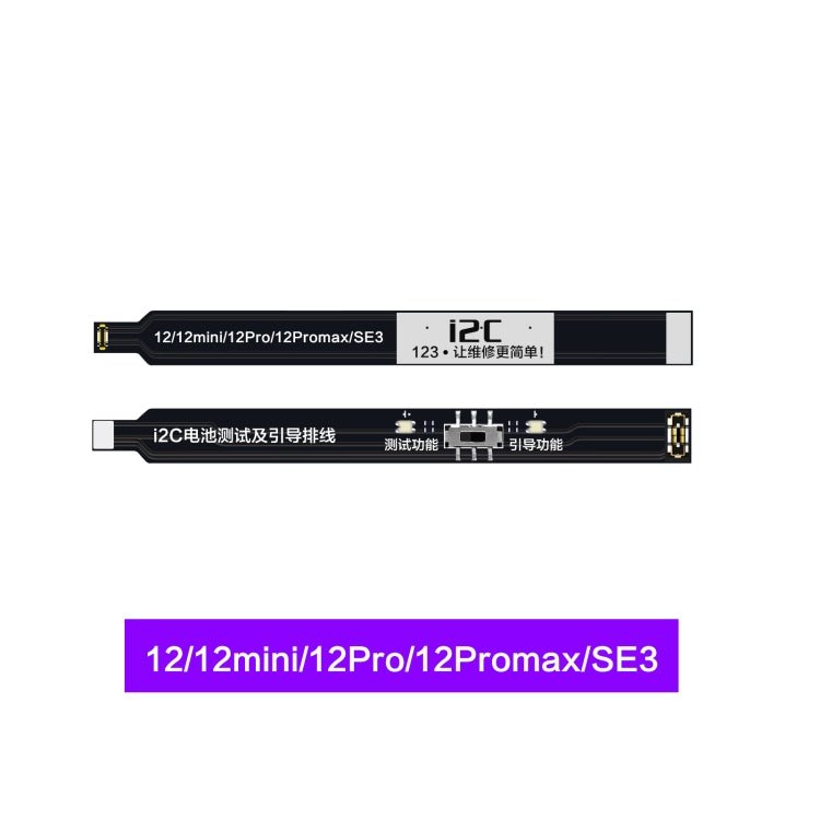 i2C Battery Boot Strap Test Flex Cable, For iPhone 5 SE / 6s / 6 Plus / 6s Plus / 7 / 7 Plus, For iPhone 8 / 8 Plus / X / XR / XS / XS Max / 11 Pro / 11 Pro Max, For iPhone 11 / SE2, For iPhone 12 mini / 12 / 12 Pro / 12 Pro Max / SE3 - ORIWHIZ