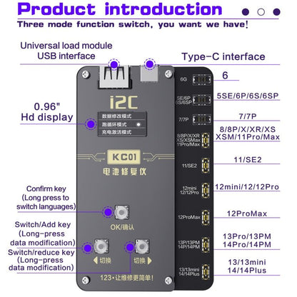 i2C KC01 Multi - function Comprehensive Battery Repair Instrument for iPhone 6 - 14 Pro Max, Standard Version - ORIWHIZ
