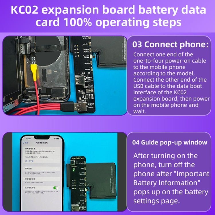 i2C KC02 Battery Data Repair Expansion Board Modifying Battery Efficiency for iPhone 11 - 15 Pro Max, KC02 - ORIWHIZ