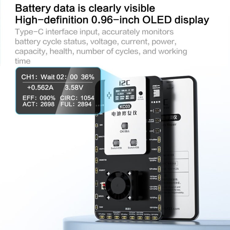 i2C KC03 Multi - function Battery Activation Detection Repair Device for iPhone 6 - 15 Pro Max / Android, KC03 - ORIWHIZ