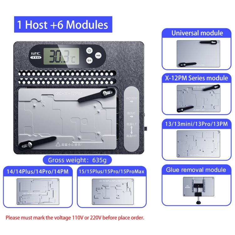 i2C T18 LCD Display PCB Motherboard Layered Desoldering Station For iPhone X - 15 Pro Max with Glue Removal Module, For iPhone X - 15 Pro Max Module+Glue Removal Module - ORIWHIZ