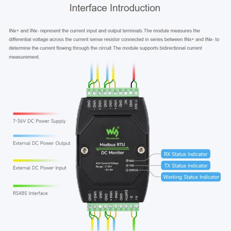 Industrial 4 - Ch DC Monitoring Module, 16 - Bit High - Precision Acquisition, Supports Voltage And Current Measurement, Modbus RTU Protocol, 33931 - ORIWHIZArduino & SCM SuppliesConsumer ElectronicsSensor Module