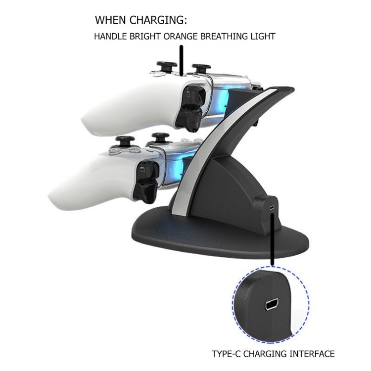 iplay HBP - 253 For PS5 Game Wireless Handle Double Charging Base Placement Bracket, HBP - 253 (White), HBP - 253 (Black) - ORIWHIZiplaySony AccessoriesSony Accessories Charger & Power