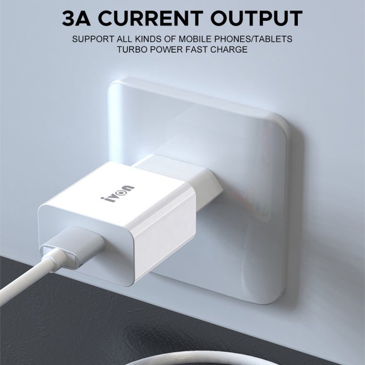 IVON AD - 35 2 in 1 18W QC3.0 USB Port Travel Charger + 1m USB to USB - C / Type - C Data Cable Set,, EU Plug, US Plug - ORIWHIZ