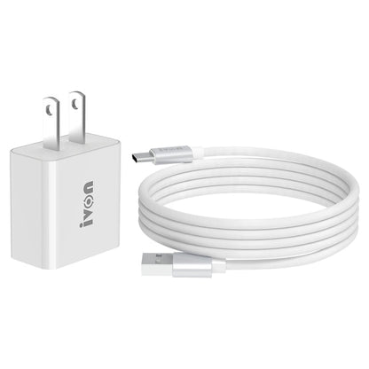 IVON AD - 35 2 in 1 18W QC3.0 USB Port Travel Charger + 1m USB to USB - C / Type - C Data Cable Set,, EU Plug, US Plug - ORIWHIZ