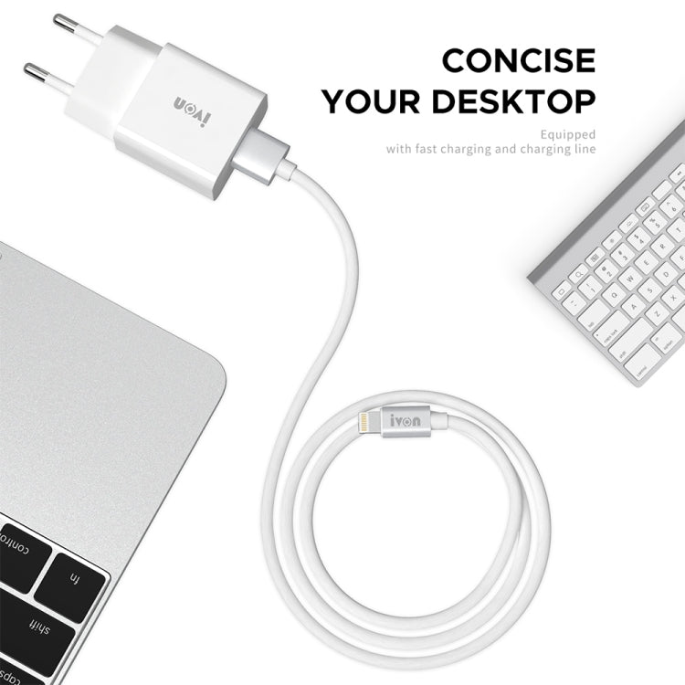 IVON AD - 35 2 in 1 18W QC3.0 USB Port Travel Charger + 1m USB to USB - C / Type - C Data Cable Set,, EU Plug, US Plug - ORIWHIZ