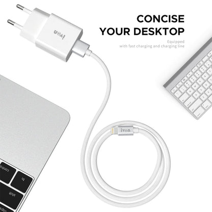 IVON AD - 35 2 in 1 18W QC3.0 USB Port Travel Charger + 1m USB to USB - C / Type - C Data Cable Set,, EU Plug, US Plug - ORIWHIZ