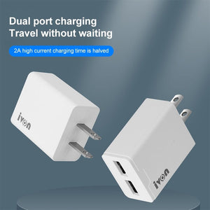 IVON AD38 5V 2.1A Dual USB Port Travel Charger, US Plug, AD38 - ORIWHIZ