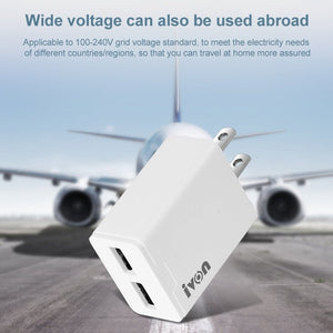 IVON AD38 5V 2.1A Dual USB Port Travel Charger, US Plug, AD38 - ORIWHIZ