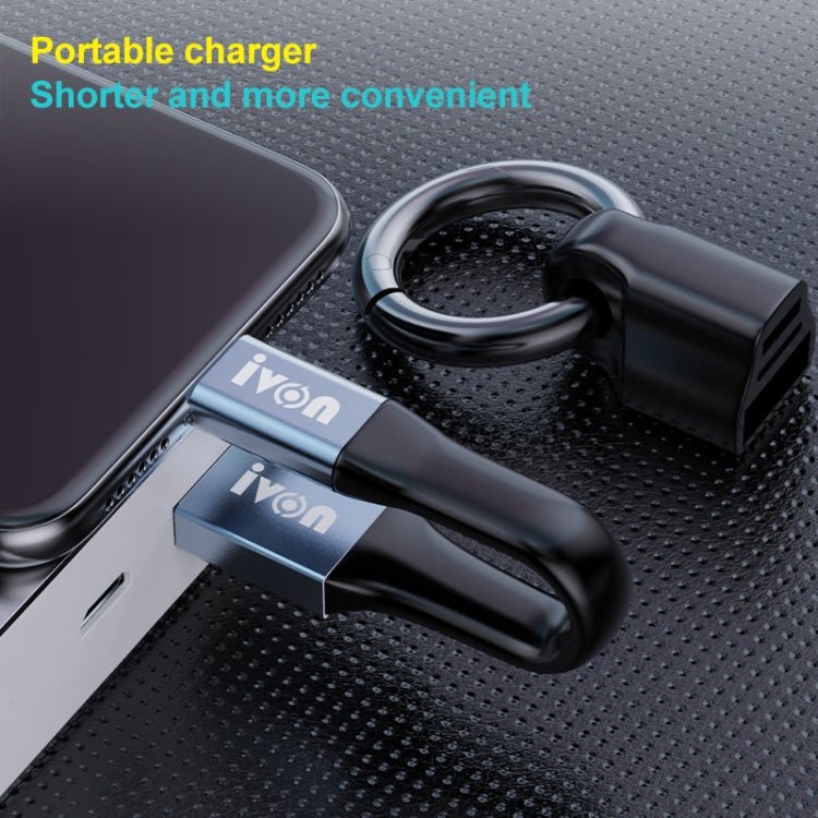 IVON CA90 3.1A Max USB to USB - C / Type - C Portable Data Cable with Ring, Length: 14.5cm, Type - C - ORIWHIZ