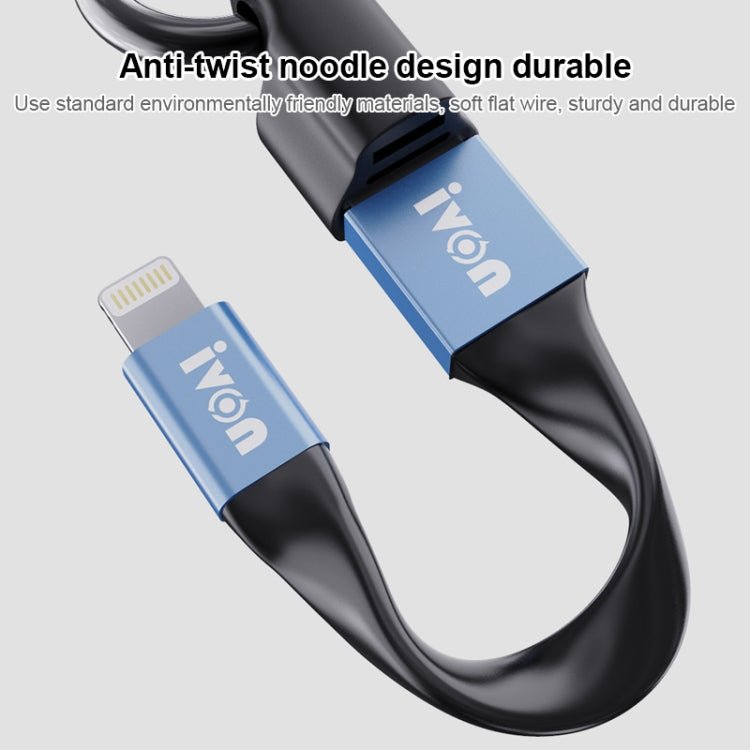 IVON CA90 3.1A Max USB to USB - C / Type - C Portable Data Cable with Ring, Length: 14.5cm, Type - C - ORIWHIZ