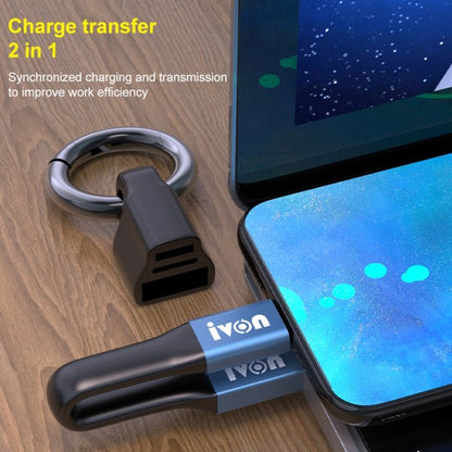 IVON CA90 3.1A Max USB to USB - C / Type - C Portable Data Cable with Ring, Length: 14.5cm, Type - C - ORIWHIZ