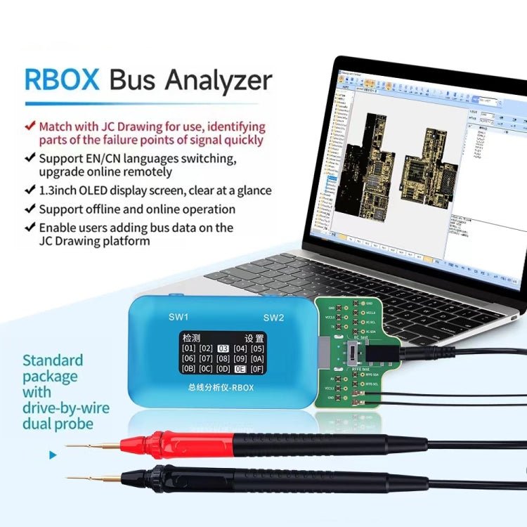 JCID Rbox Bus Analyzer for iPhone and Android Signal Faults Detection, JCID Rbox - ORIWHIZ