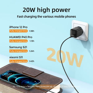 JOYROOM L - P202 Travel Series 20W PD USB - C / Type - C Mini Fast Charger, EU Plug, USB - C / Type - C - ORIWHIZ