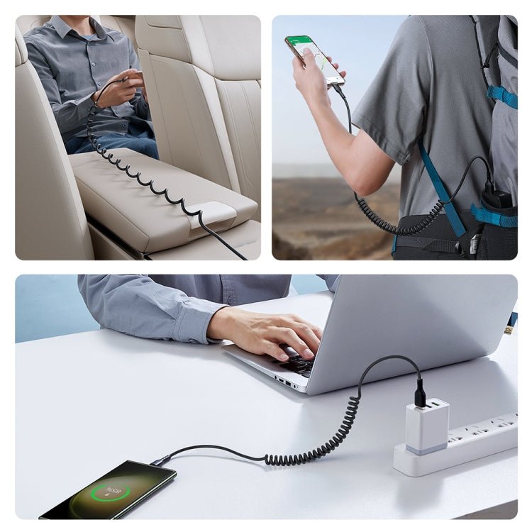 JOYROOM SA38 - AC3 3A USB to USB - C / Type - C Coiled Fast Charging Data Cable, USB to USB - C / Type - C - ORIWHIZ