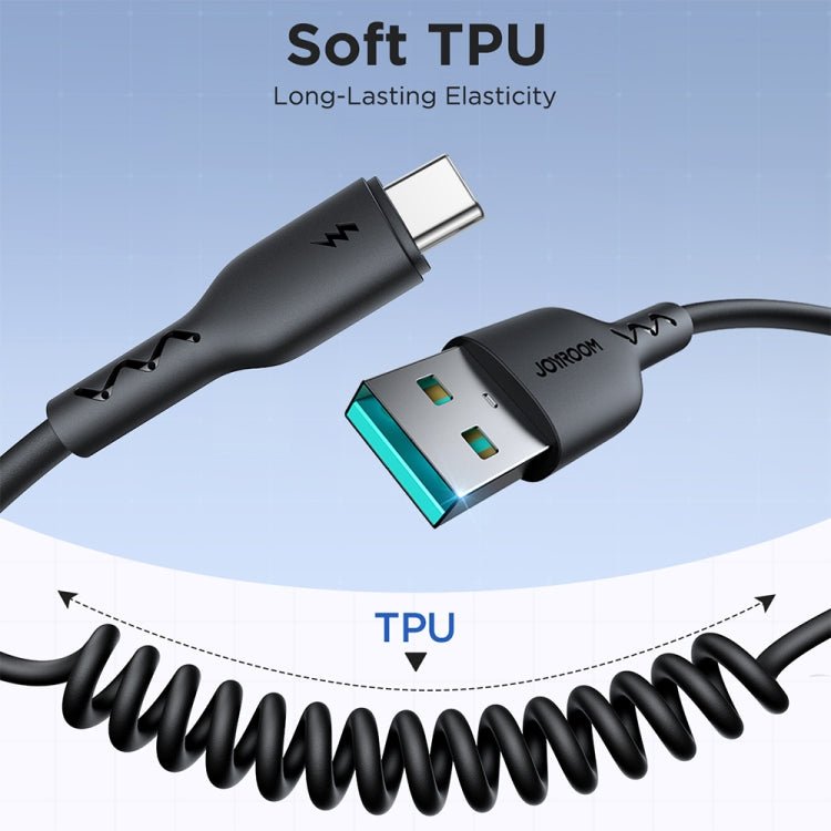 JOYROOM SA38 - AC3 3A USB to USB - C / Type - C Coiled Fast Charging Data Cable, USB to USB - C / Type - C - ORIWHIZ