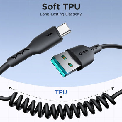 JOYROOM SA38 - AC3 3A USB to USB - C / Type - C Coiled Fast Charging Data Cable, USB to USB - C / Type - C - ORIWHIZ