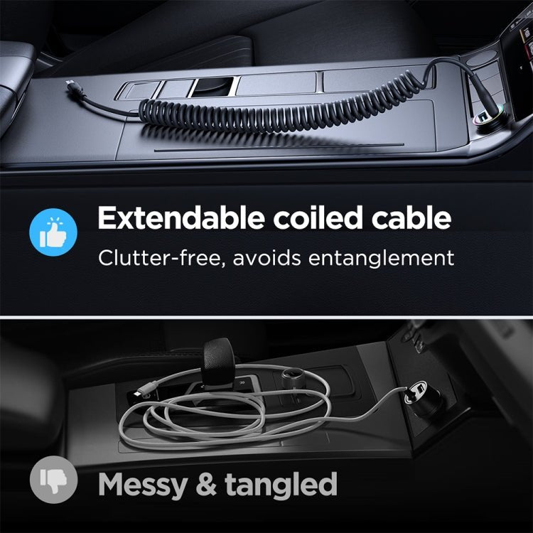 JOYROOM SA38 - AC3 3A USB to USB - C / Type - C Coiled Fast Charging Data Cable, USB to USB - C / Type - C - ORIWHIZ