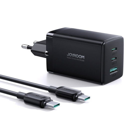 JOYROOM TCG01 GaN Ultra 65W 2 Type - C + 1 USB Fast Charger with 1.2m Type - C Cable, EU Plug, UK Plug - ORIWHIZ