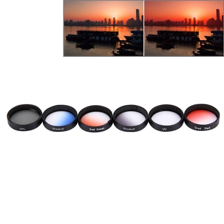 JUNESTAR 6 in 1 Professional 34mm Lens Filter(CPL + UV + Gradual Red + Gradual Orange + Gradual Blue + Gradual Grey) for DJI Phantom 3 & 4 - ORIWHIZDJI & Insta360 AccessoriesDJI Phantom SeriesJSR