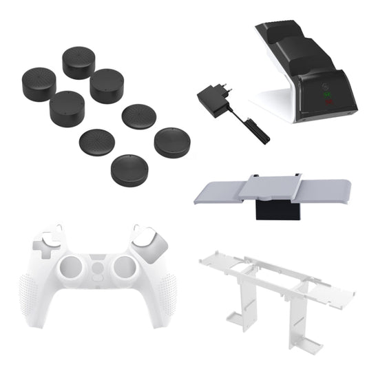 JYS JYS - P5151 For PS5 12 In 1 Handle Charger + Rocker Cap + Privacy Cover + Silicone Cover + Bracket Set, JYS - P5151 - ORIWHIZSony AccessoriesSony Accessories CasesToys & Hobbies