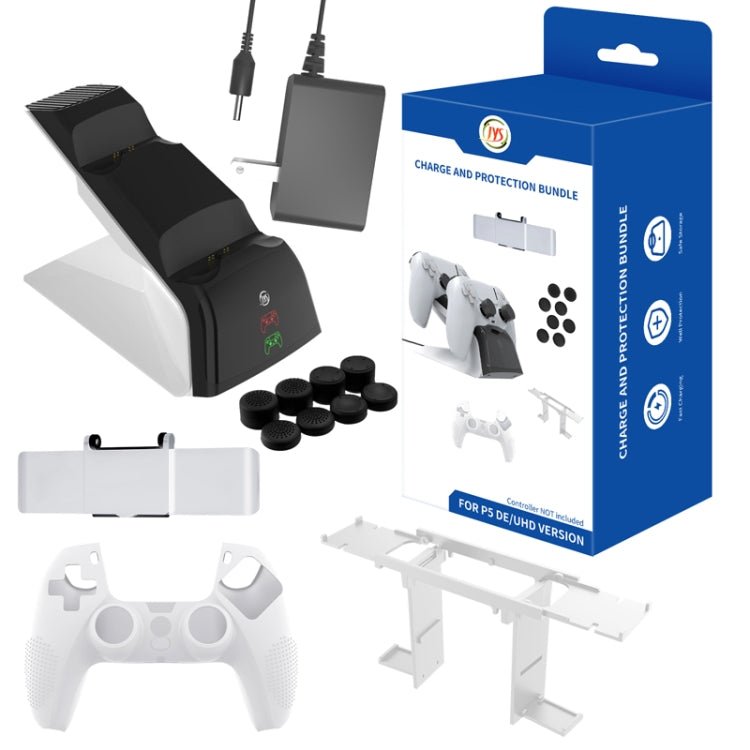 JYS JYS - P5151 For PS5 12 In 1 Handle Charger + Rocker Cap + Privacy Cover + Silicone Cover + Bracket Set, JYS - P5151 - ORIWHIZSony AccessoriesSony Accessories CasesToys & Hobbies