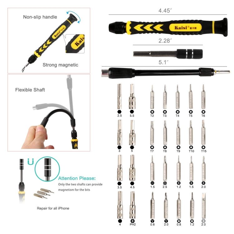Kaisi 3801 38 in 1 Multifunctional Computer Phone Repair Tool Set, 38 in 1 - ORIWHIZ
