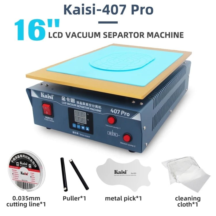Kaisi 407 Pro 17 inch Dual Vacuum Pump LCD Screen Separator Machine, AU Plug, UK Plug, EU Plug - ORIWHIZ